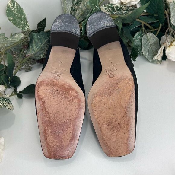 Saks Fifth Avenue Heels Women’s Size 8 AA Black Suede Animal Print Loafer Pump - Picture 13 of 15